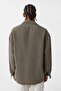 Basic Oversize Long Sleeve Shirt Khaki - 5