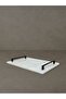 Marble 30X20 cm Decorative Promise Engagement Tray - Presentation Tray - Decor Tray White-Fergo Black