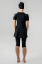 Uv Protection Young Girl Short Sleeve Semi Covered Hijab Swimsuit 1907 Black - 6