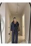 Women's Vest and Trousers Set Long Sleeve Elastic Waist Zippered Vest Chic Top and Bottom Set