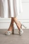 Platform Silver Glitter Thick Heeled Women's Shoes 13 cm High Heels Evening Dress & Graduation Shoes
