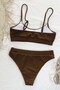 High Waist Twill Tankini Bikini Top - 5
