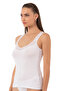 Özkan 0181 Women's 95% Cotton Stretch Fabric Single Jersey Fabric Lace Collar Flexible Comfortable Thick Strap Undershirt - 3