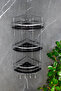 Triple Shampoo Holder with Crystal Shelf and Chrome Lamas Adhesive Bathroom Organizer Corner Shelf - 3