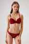 Women's Claret Red 4030 Madrid Underwire Unsupported Lace Bra Set