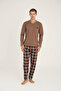 100% Cotton New Season Men's Luxury Design V-Neck Pajama Set - 6