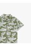 Short Sleeve Shirt Leaf Printed - 3