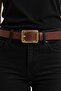 Women's Burgundy Gold Buckle Belt, Jean Belt, Jacket Belt, Trouser Belt - 2