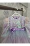 Girl's Long Sleeve Dress in Lilac Unicorn Colors - 2