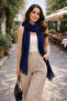 Bamboo Cashmere Cotton Shawl ◇   Navy Blue ◇   No-Iron Wrinkle-Free Texture ◇   Non-Slip Breathable Lightweight Fabric - 3