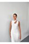 Damla Low-Cut White Women's Slim Fit Stone Dress - 7