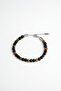 Men's Steel Bracelet with Tiger's Eye and Onyx Natural Stones - Adjustable 22 cm