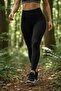 Women's Black Printed Gathering Leggings - High Waist, Premium Diving Fabric, Special Textured Design - 2