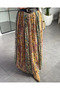 Green Printed Skirt - 3374 - 2