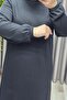 Women's Plus Size Judge Collar Sleeves Gathered Corded Fabric Nevra Dress - 7
