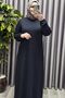 Women's Plus Size Judge Collar Sleeves Gathered Corded Fabric Nevra Dress - 5