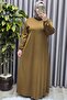 Women's Plus Size Judge Collar Sleeves Gathered Corded Fabric Nevra Dress - 7