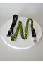 Dog Walking Leash Collar with Leather Handle 9 Layers Hair Weave Flosh Rope Highlight Green & Black
