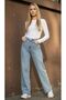Valerie Snow Blue Stretch Fabric High Waist Wide Leg High Quality Palazzo Jean - 2