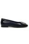 Pigi Genuine Leather Women's Ballet Shoes Black-Patterned Leather - 3