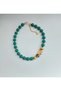 Mira Silicone Bead Crystal Detailed Design Necklace Cream Green - 2