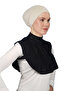Women's Combed Cotton Hijab Circle Collar Lace Neck Collar - BLACK