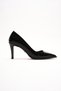 Women's Black Patent Leather Pointed Toe Design Sole Thin Short Heeled Shoes Gronia - 2