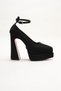 Women's Black Cowhide Suede Double Platform Special Design Women's Shoes Rigels