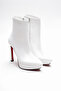 Women's Zippered Platform Heeled Boots Pileras White Patent Leather