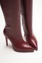 Women's Below-The-Knee Short Platform Heeled Boots Amazen Burgundy Skin - 4