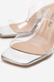 Women's Silver Wrinkled Transparent Heeled Special Design Slippers with Transparent Cover Brillant - 3