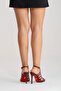 Women's Burgundy Patent Leather Open Cage Toe Design Thin Heeled B Piped Shoes Elo - 8