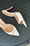 Women's Pointed Toe Thin Heeled Slippers Sona White Skin - 6