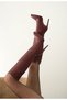 Women's Below-The-Knee Short Platform Heeled Boots Amazen Burgundy Skin - 5