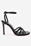 Women's Black Patent Leather Open Cage Toe Design Thin Heeled B Piped Shoes Cage - 2