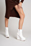 Women's Zippered Wedge Heeled Boots Dainas White Skin - 5
