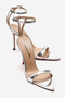 Women's Silver Mirror Single Strap Pointed Toe Heeled Sandals - Evening Dress Shoes Sanny