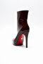 Women's Pointed Toe Thin Heeled Boots Accosie Brown Patent Leather - 4