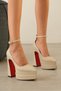 Women's Beige Skin Double Platform Special Design Women's Shoes Rigels - 5
