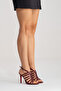 Women's Burgundy Patent Leather Open Cage Toe Design Thin Heeled B Piped Shoes Elo - 6