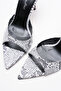 Women's Pointed Toe Thin Heeled Slippers Sona Black White Snake - 3