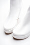 Women's Zippered Wedge Heeled Boots Dainas White Skin - 3