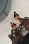 Women's Open Toe Mesh Heeled Slippers Yekta Black Patent Leather - 6
