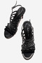 Women's Black Patent Leather Open Cage Toe Design Thin Heeled B Piped Shoes Elo - 5