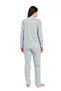 Women's Cotton Combed Fabric Long Sleeve Shirt Collar Pajama Set 19047 - 4