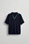 Men's Half Pat V-Neck Patterned Knitwear T-Shirt Navy Blue Green