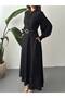 Long Dress with Detailed Belt and Built-in Pattern - 6