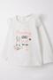 Baby Girl Long Sleeve T-Shirt with Mother's Love Theme, Rabbit Print, Laced, 9 Months-3 Years, Ecru - 7