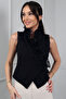 Women's Ruffled Double Breasted Collar Lined Button Detailed Vest