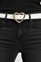 White Women's Belt with Heart Buckle, Jean Belt with Gold Buckle, Jacket Belt, Trouser Belt
